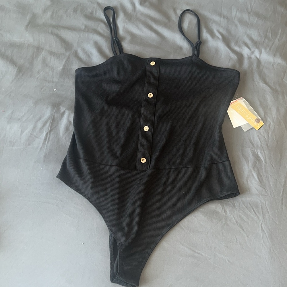 Black button bodysuit